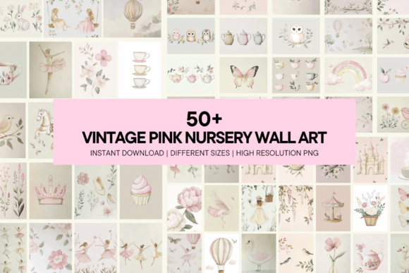 Download Vintage Pink Prints Nursery Wall Art - Prints Collection