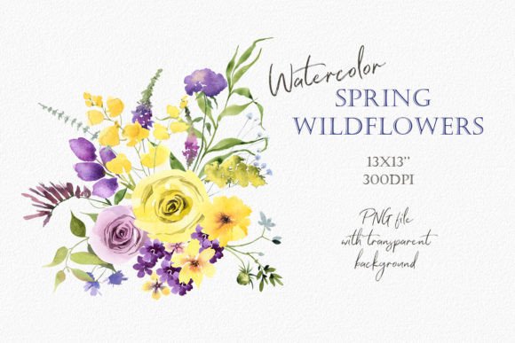 Download Watercolor Lilac Yellow Flowers Bouquet - Yellow flowers Collection