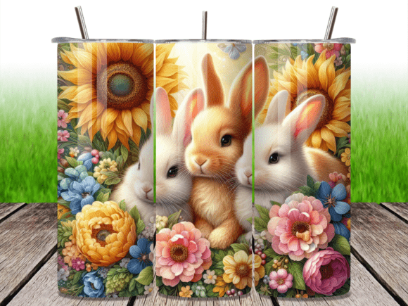 Download Sunflowers Rabbits Easter Tumbler Wrap - Premium Resources