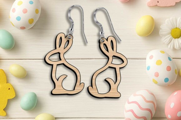 Download Cute Rabbits Easter Earring SVG Laser - Premium Resources