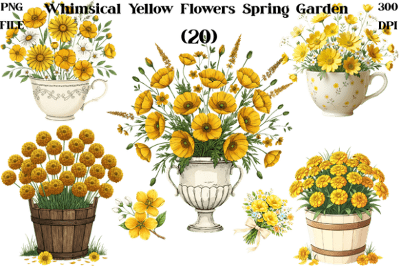 Download Whimsical Yellow Flowers Spring Garden - Yellow flowers Collection