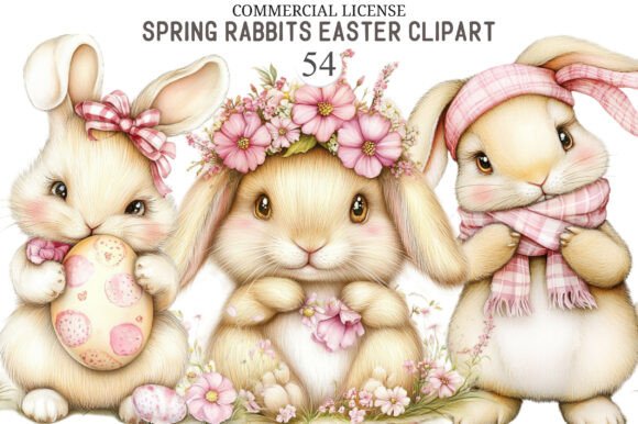 Download Whimsical Spring Rabbits Easter Clipart - Premium Resources