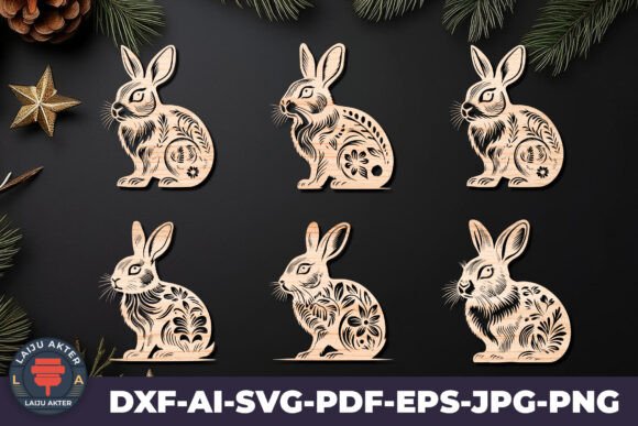 Download Cricut RABBITS Easter Laser Cut SVG File - Premium Bundle